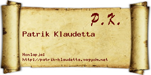 Patrik Klaudetta névjegykártya